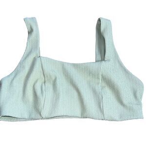 H&M Ribbed Cropped Tank Top Bralette Size 14 Lined Square Neck Pale Green